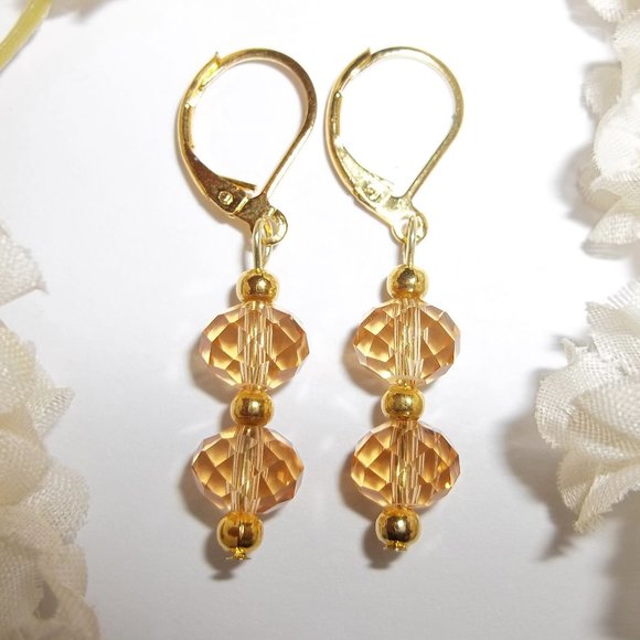 Orange & Gold Beaded Earring Set Small NWT 5644